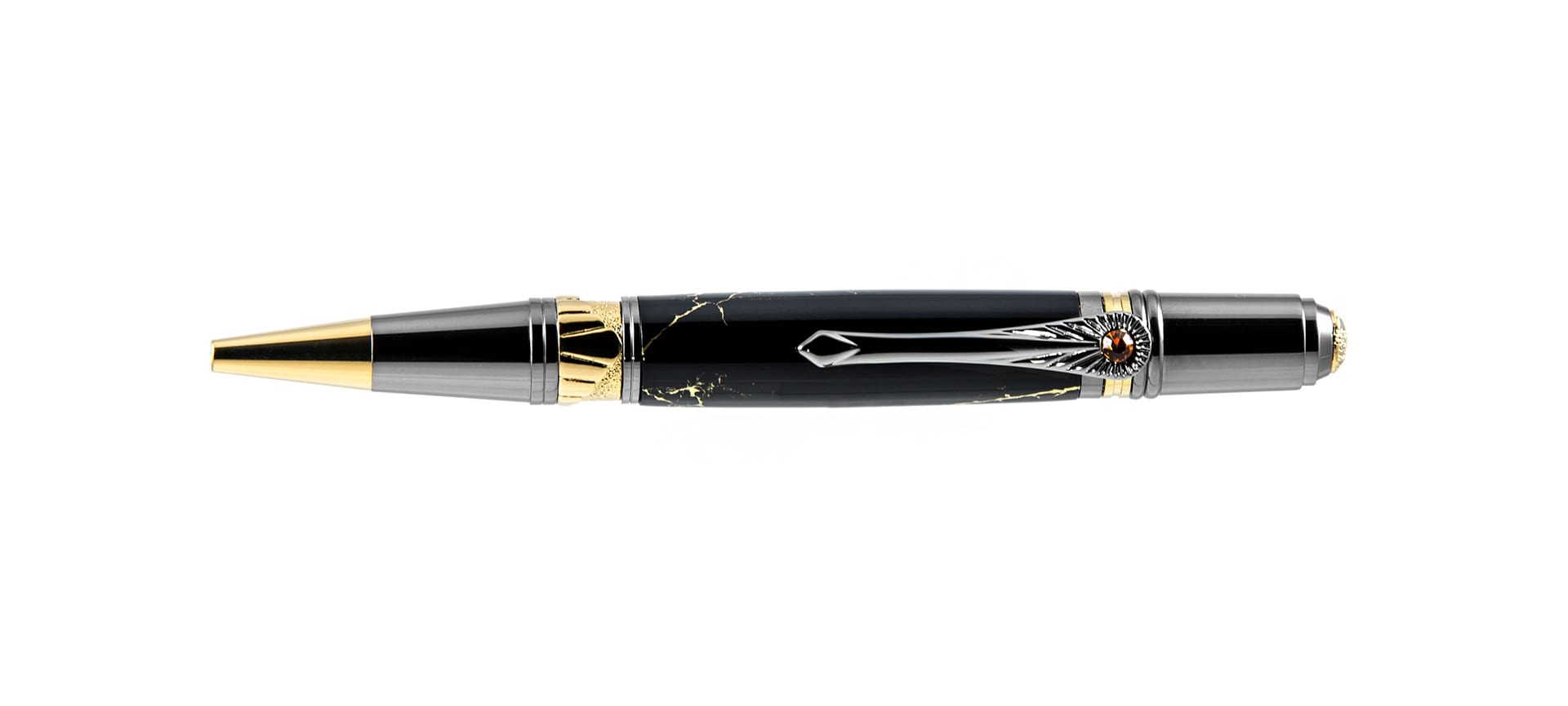 Art Deco pen made from handturned stone and resin combo.
